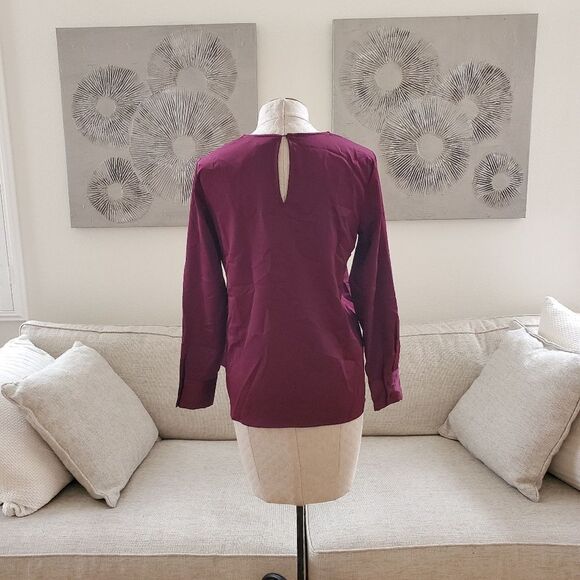 NEW! H Halston Long Sleeve Scarf Detail Blouse Top - size XS in Port Royale. - Picture 6 of 10